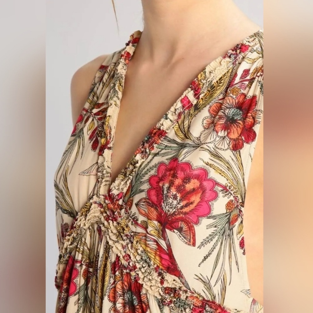 NWOT Free People Haze XS Tiered Tunic Tank Top Blouse Floral New $88 retail - Picture 5 of 7